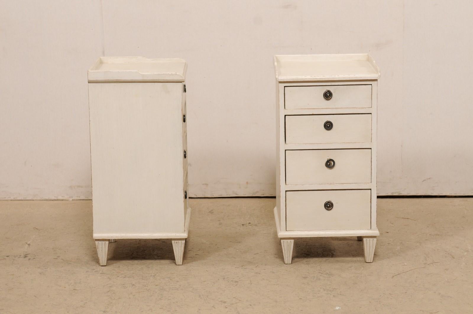 Swedish Pair of Painted Wood Gustavian Style Four-Drawer Side Chests 2