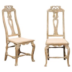 Swedish Pair of Period Baroque Carved-Wood Side Chairs, Circa 1730