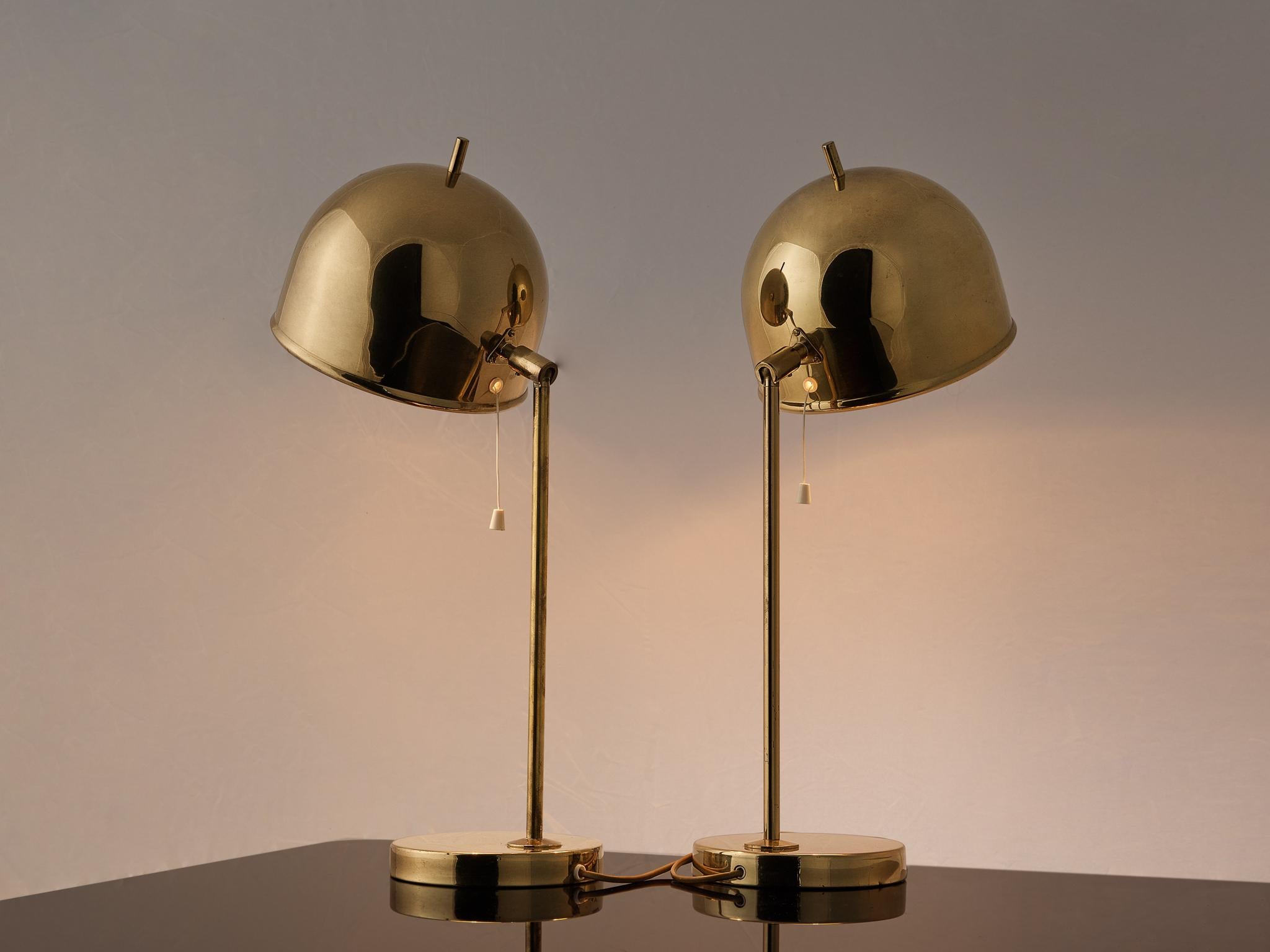 Swedish Pair of Table Lamps in Brass by Bergboms In Good Condition In Waalwijk, NL
