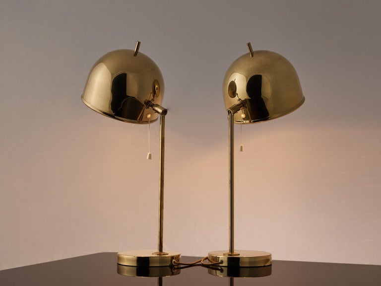 Swedish Pair of Table Lamps in Brass by Bergboms In Good Condition For Sale In Waalwijk, NL