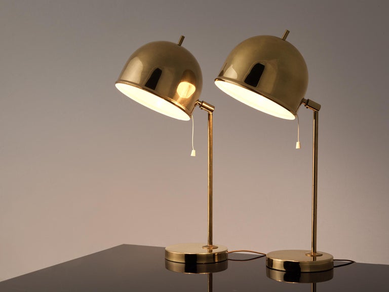 Swedish Pair of Table Lamps in Brass by Bergboms For Sale 2