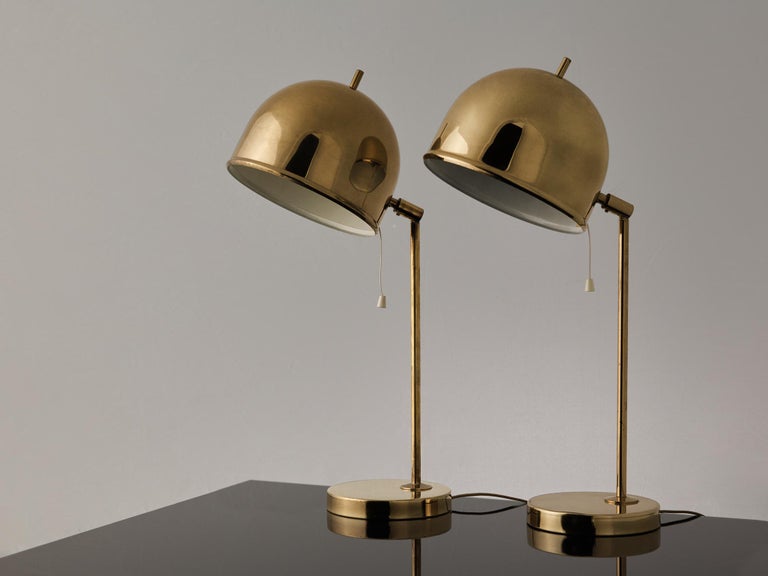 Swedish Pair of Table Lamps in Brass by Bergboms For Sale 3