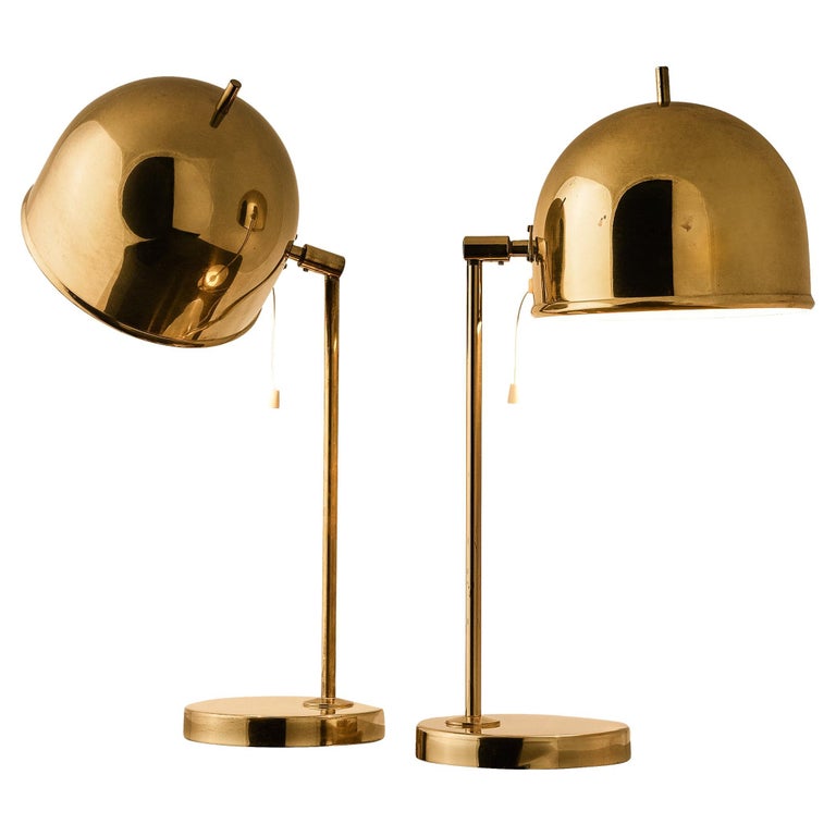 Swedish Pair of Table Lamps in Brass by Bergboms For Sale