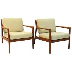 Swedish Pair of Teak Loungechairs Mod USA 75 by Folke Ohlsson for DUX, 1960s