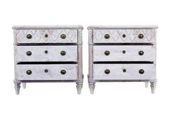 Swedish pair of white 19th century painted chest of drawers