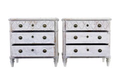 Swedish pair of white 19th century painted chest of drawers