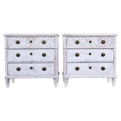 Swedish Pair of White 19th Century Painted Chest of Drawers