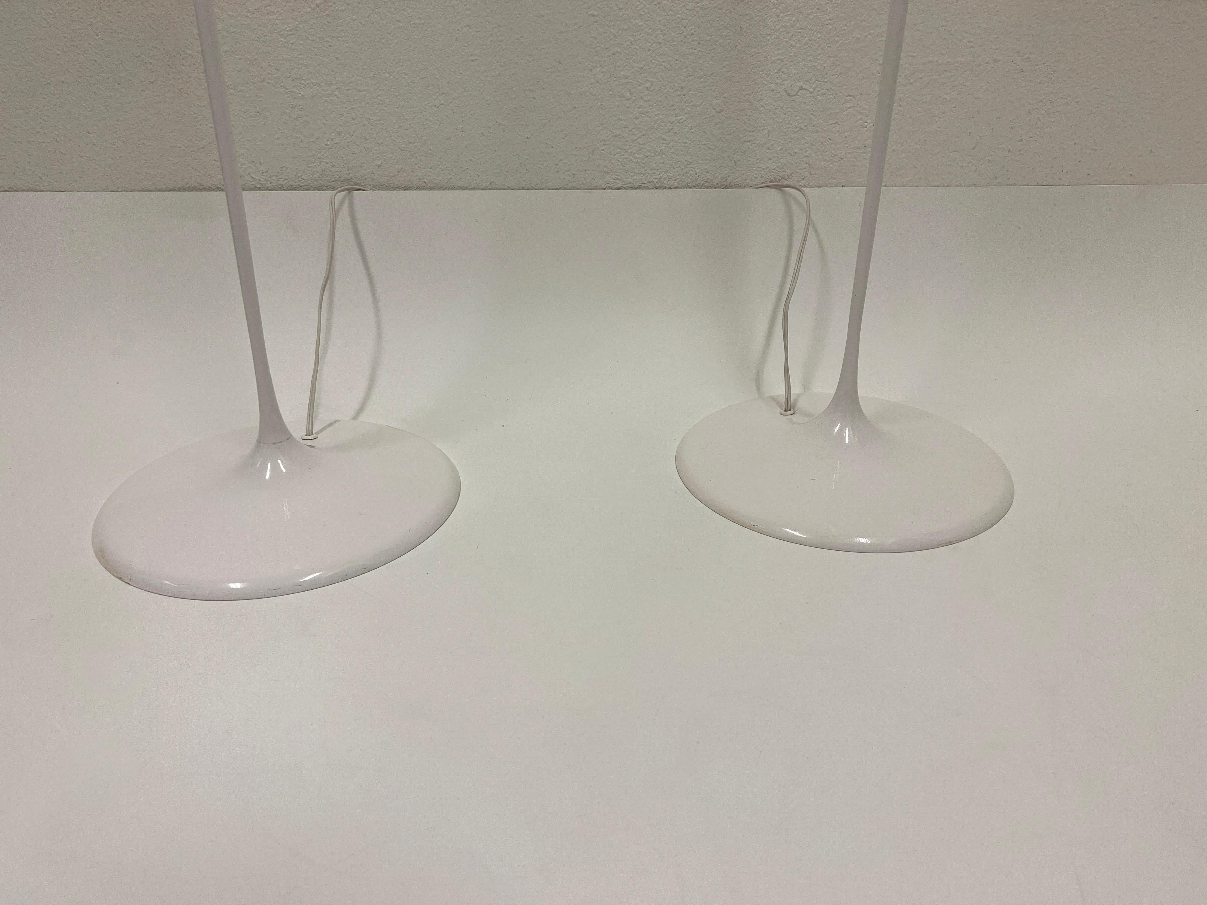 Swedish Pair White Torchieres Floor Lamps by Max Bill In Good Condition In Palm Springs, CA