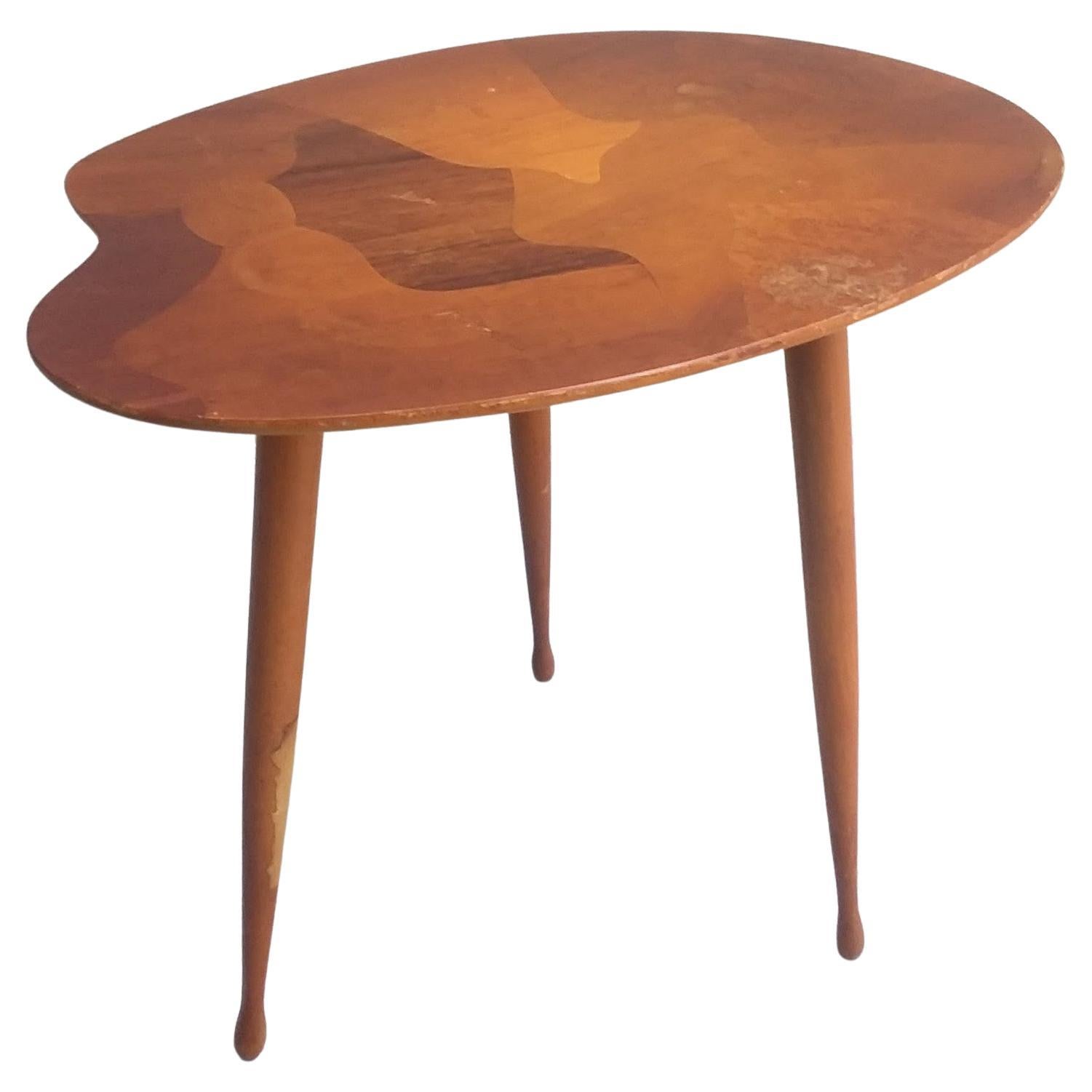 Parquetry Swedish Palette Form Table with Specimen Woods For Sale