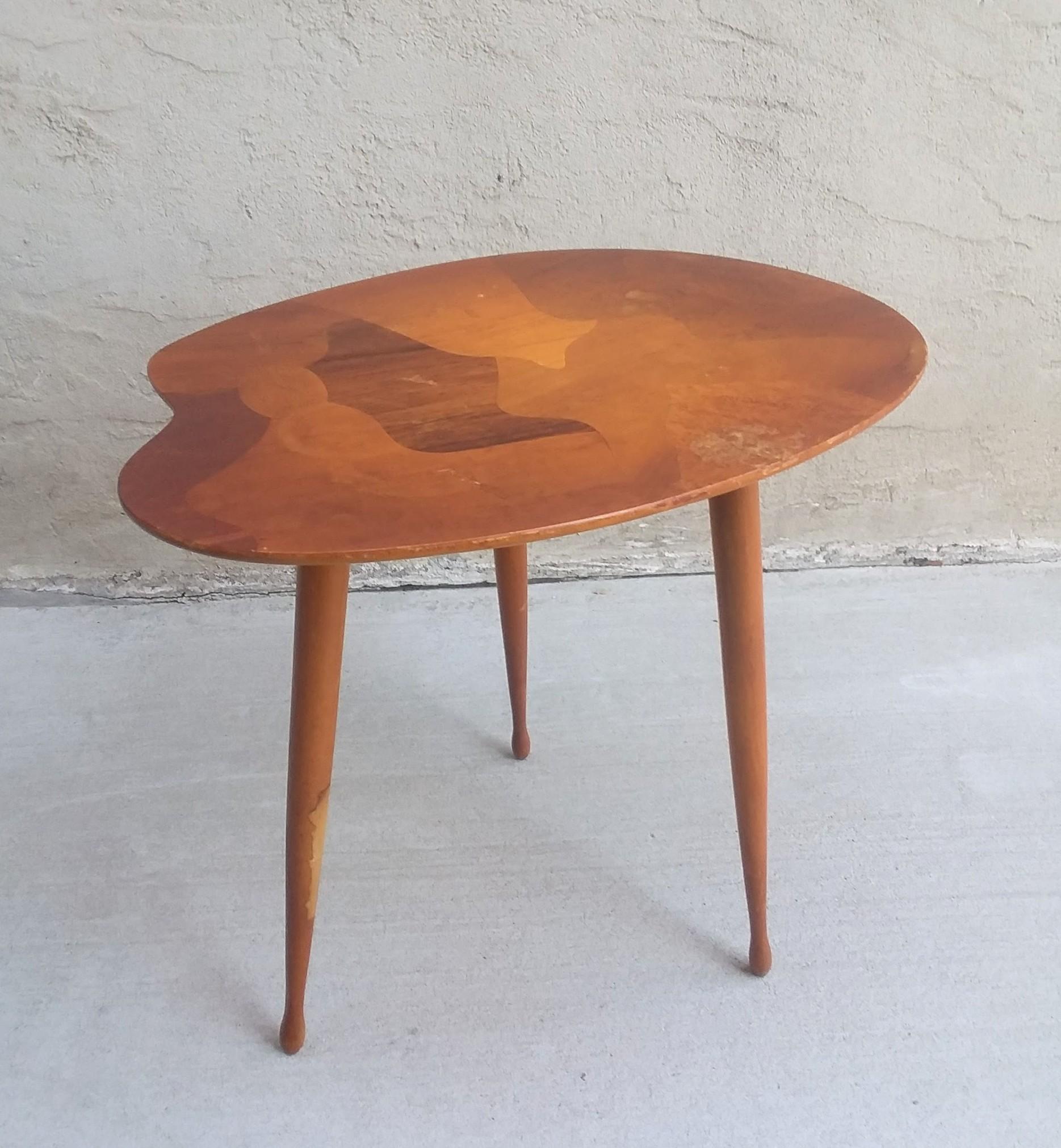 Swedish Palette Form Table with Specimen Woods In Good Condition For Sale In Riverdale, NY