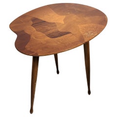 Vintage Swedish Palette Form Table with Specimen Woods