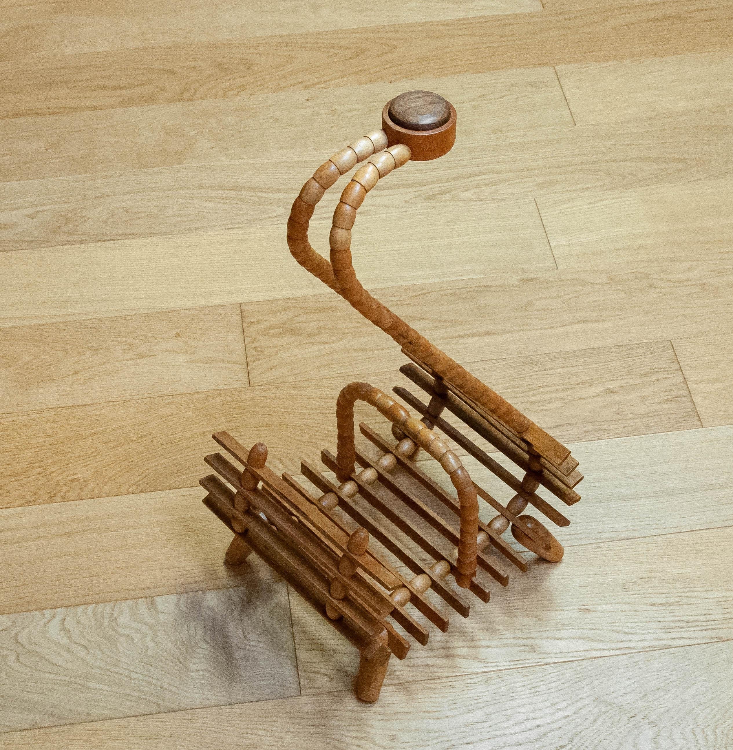 Swedish Paper Rack / Stand Made Of Beech In The Shape Of A Swan From The 1940s For Sale 1