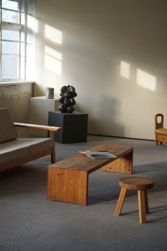 Swedish Patinated Pine Bench by Roland Wilhelmsson, 1970s