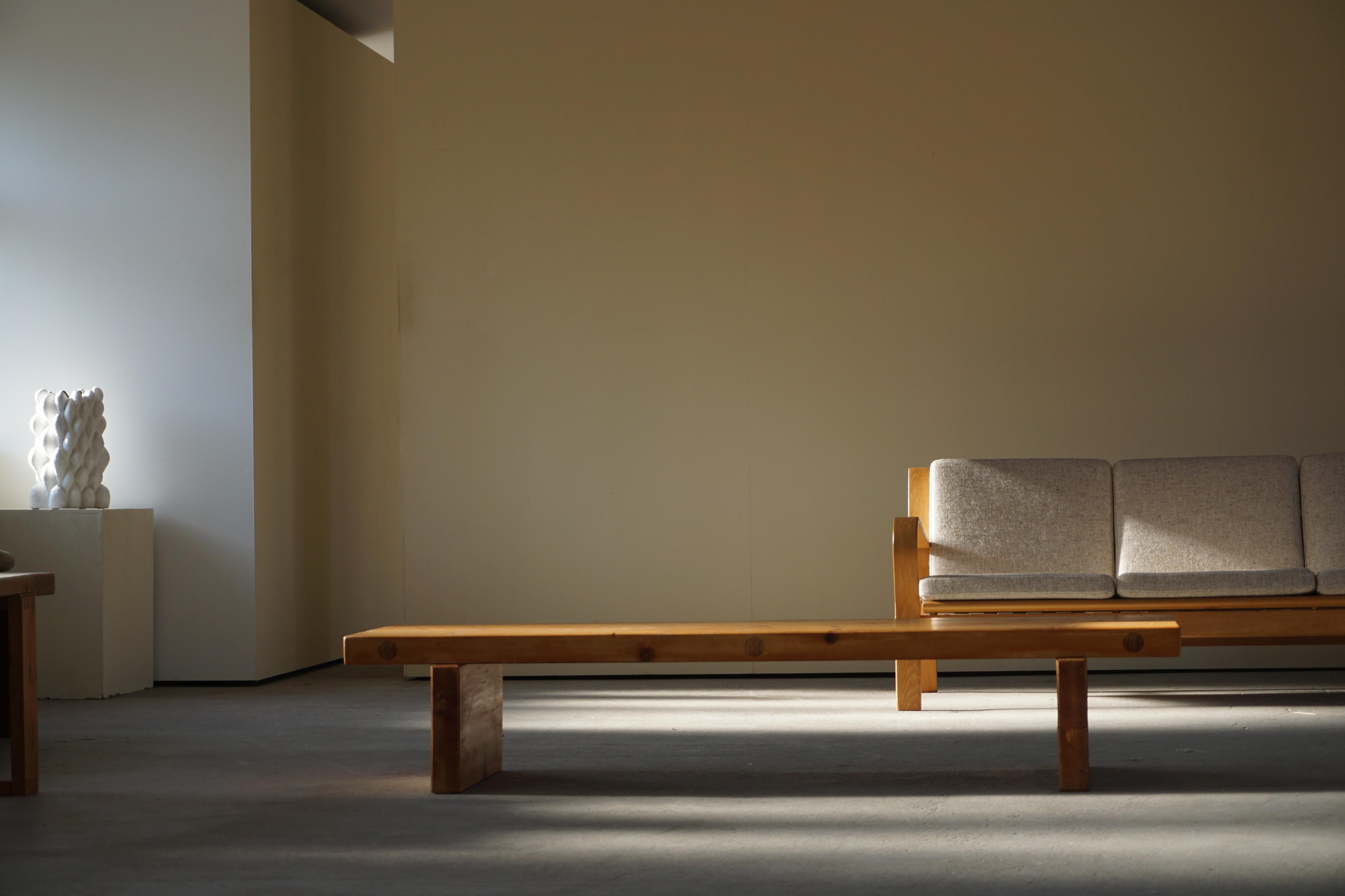 Late 20th Century Swedish Patinated Pine Bench by Roland Wilhelmsson, Model Bambse, 1970s