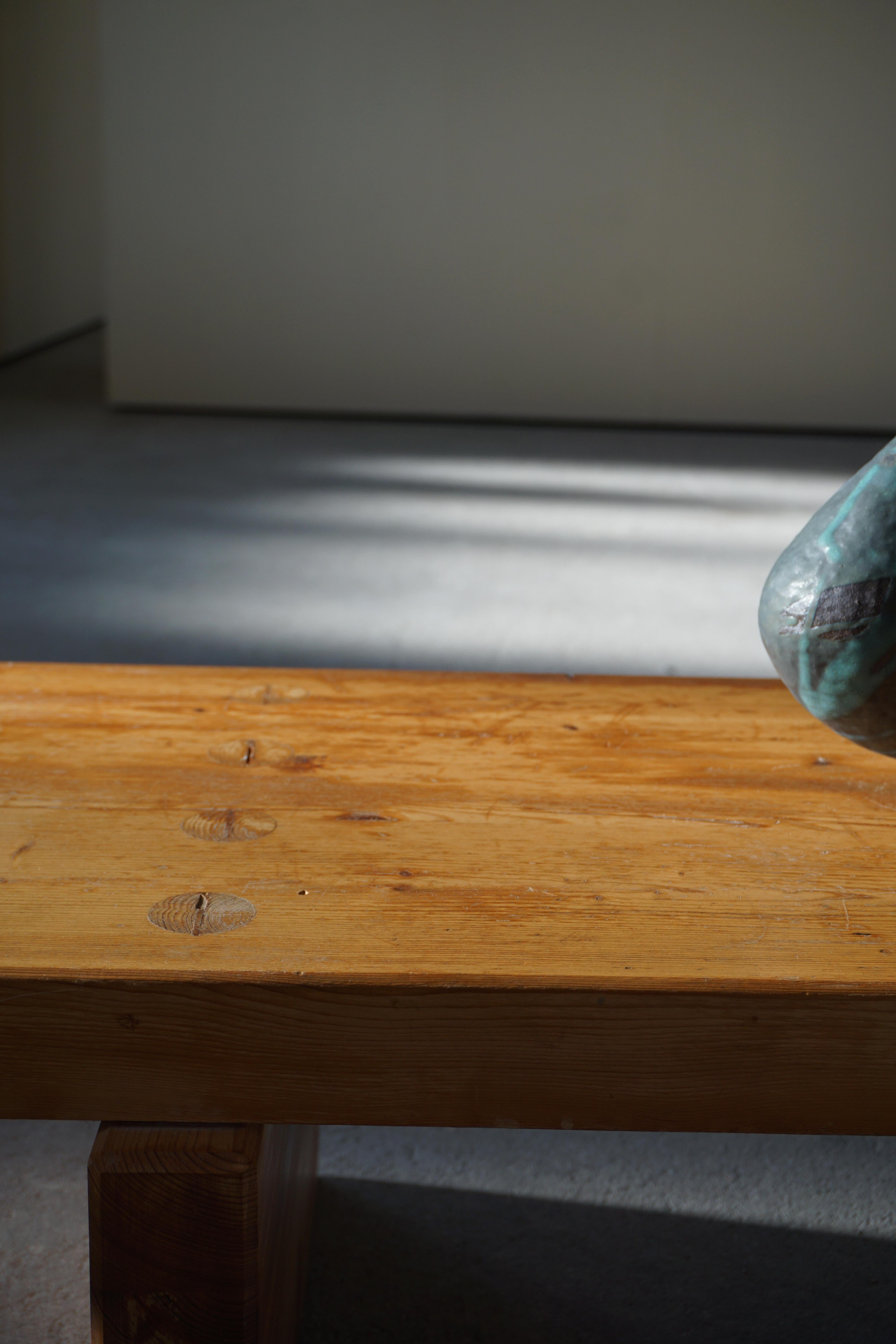 Swedish Patinated Pine Bench by Roland Wilhelmsson, Model Bambse, 1970s 1