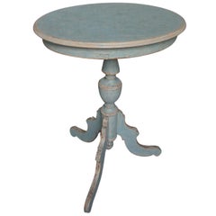Swedish Pedestal Table in Blue Paint