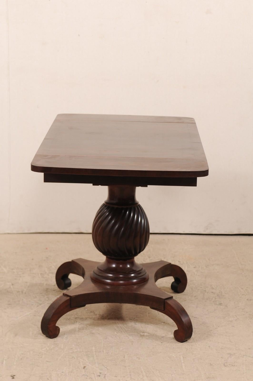 Mahogany Swedish Pedestal Table w/Side Leaves For Sale