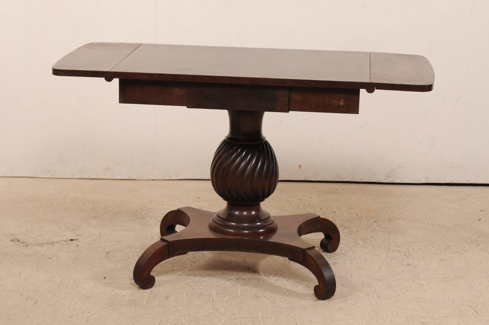Swedish Pedestal Table w/Side Leaves For Sale 1