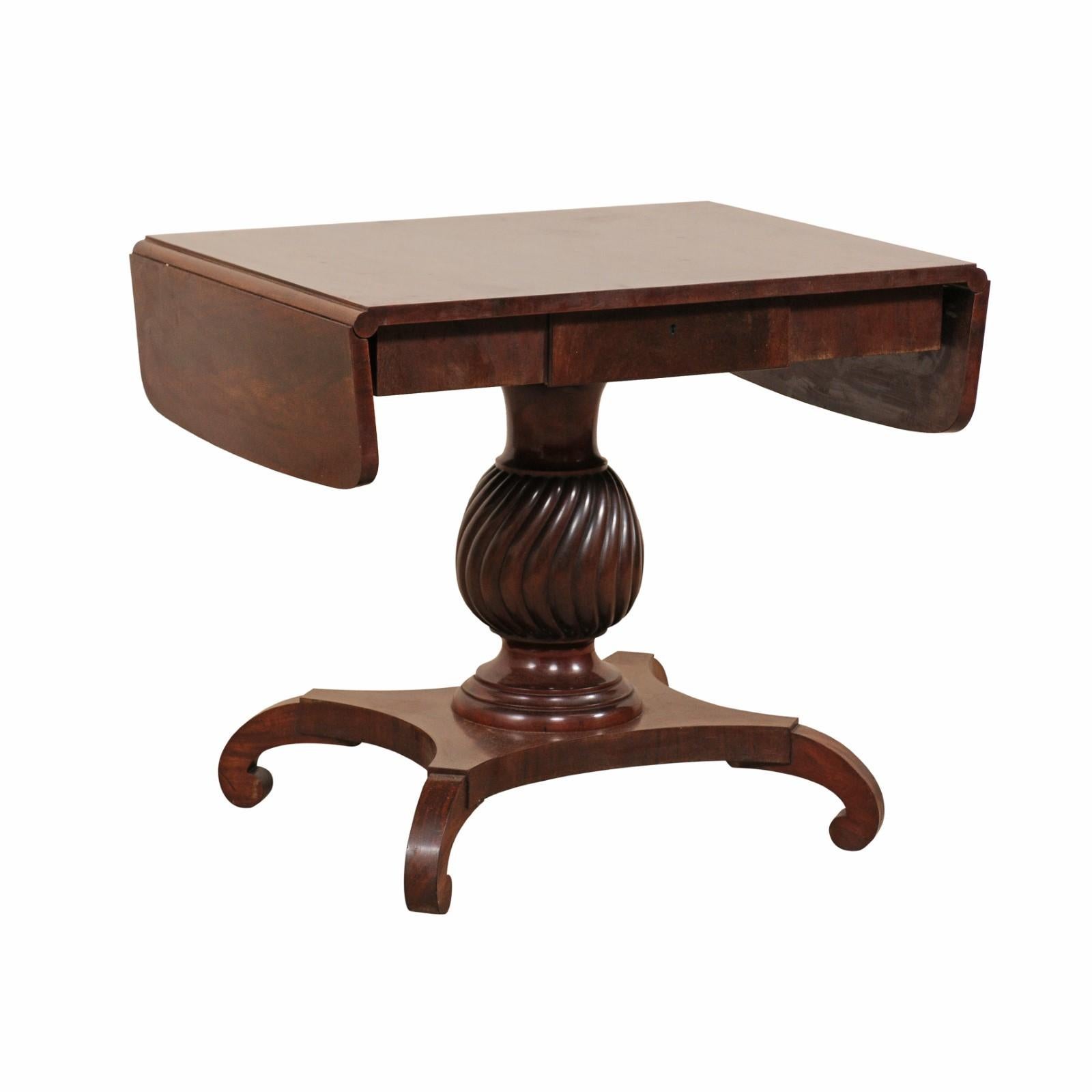 Swedish Pedestal Table w/Side Leaves For Sale 4