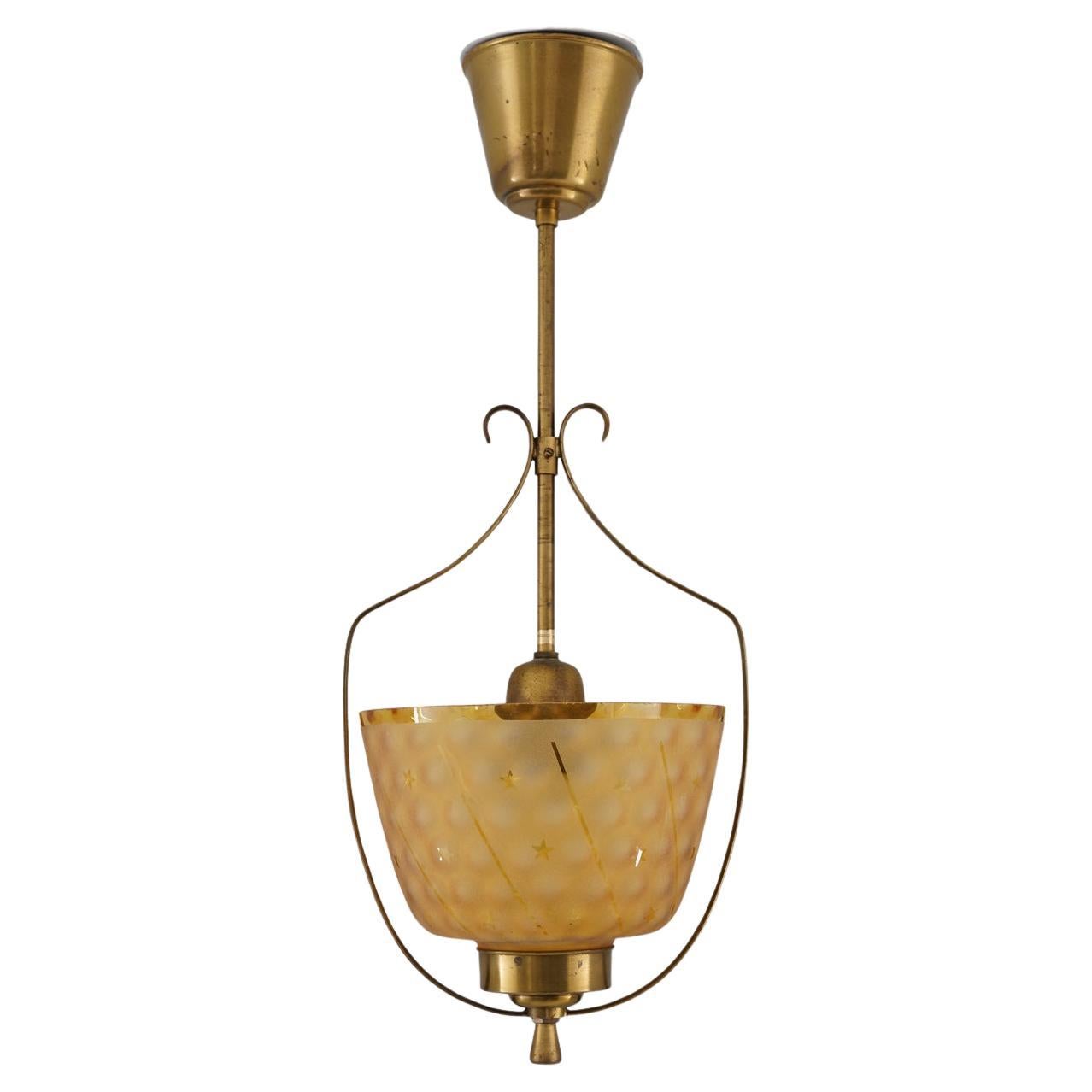 Swedish Pendant in Brass and Glass by Böhlmarks
