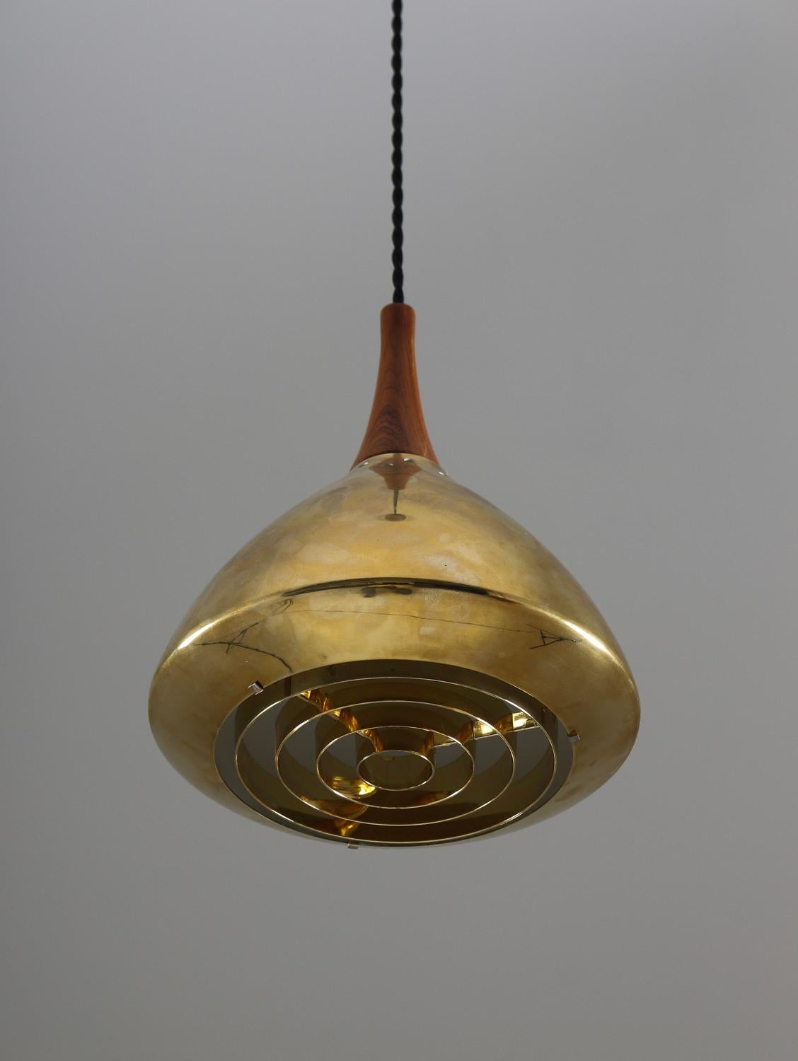 20th Century Swedish Pendant in Rosewood and Perforated Brass by Falkenberg For Sale