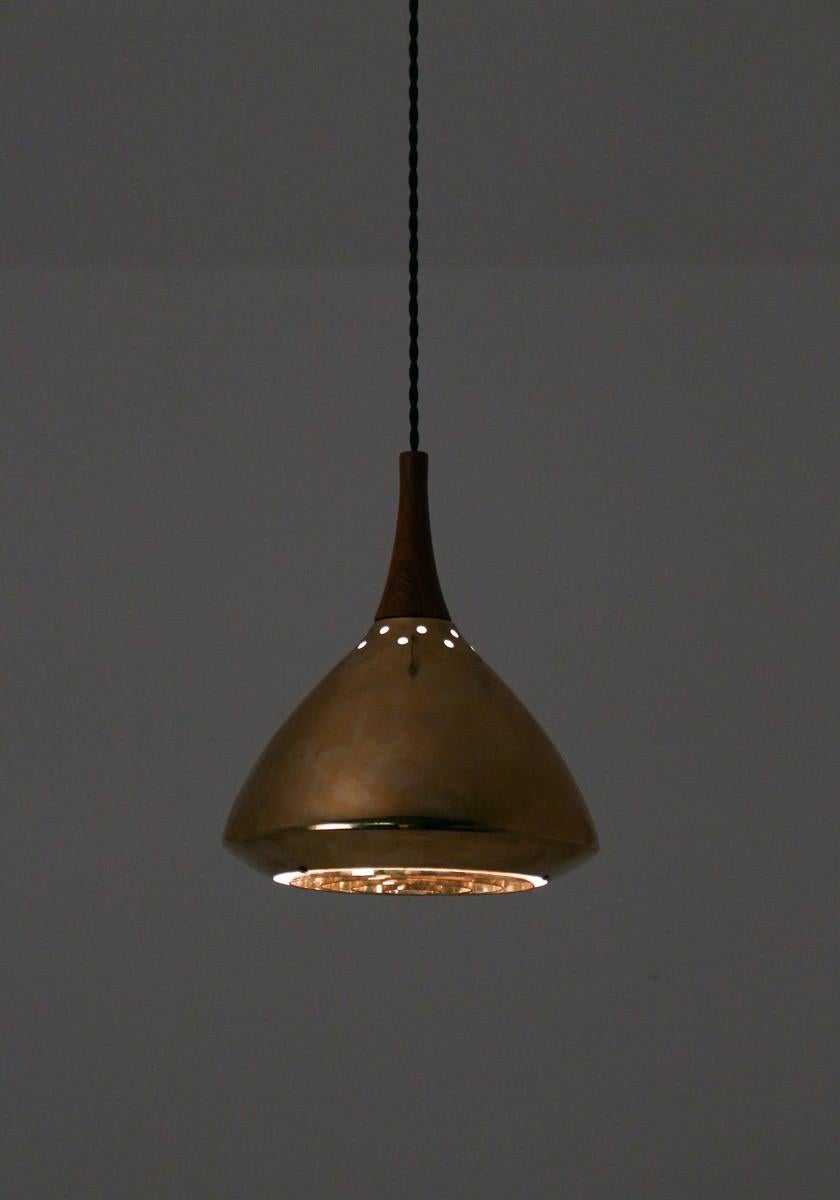 Swedish Pendant in Rosewood and Perforated Brass by Falkenberg For Sale 4