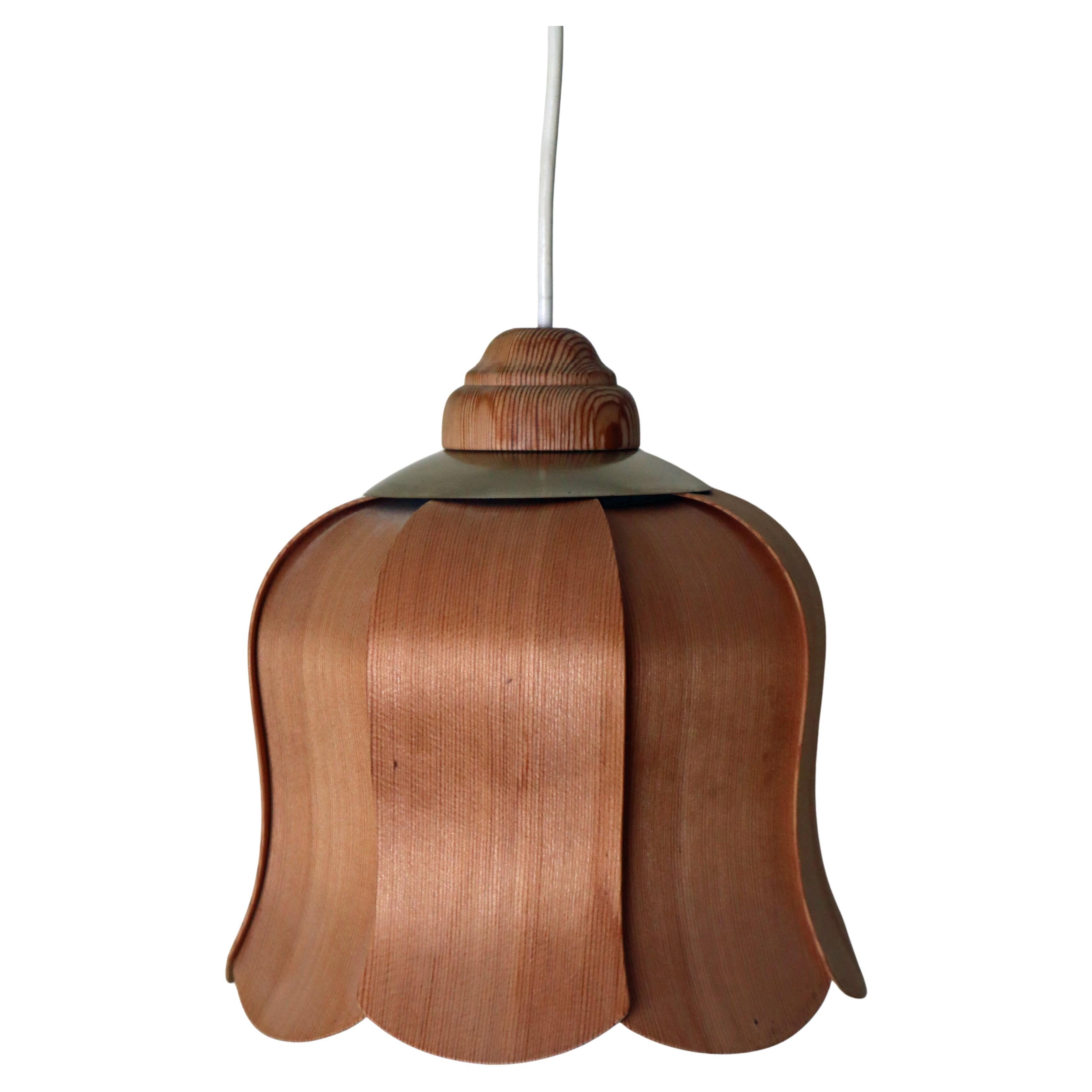 Swedish Pendant Lamp In The Shape Of A Flower, Made Of Pine Chipboard in vendita