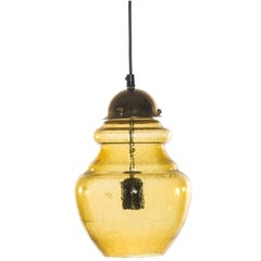 Swedish Pendant Light in Amber Colored Glass from 1960s