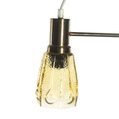 Swedish Pendant Light in Yellow Tinted Glass and Brass Details