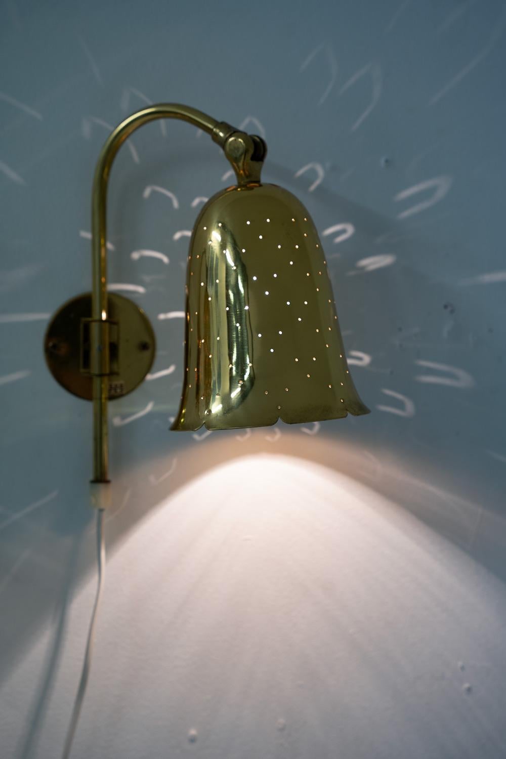 Swedish Perforated Brass Wall Lamps by Boréns 2