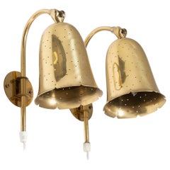 Swedish Perforated Brass Wall Lamps by Boréns
