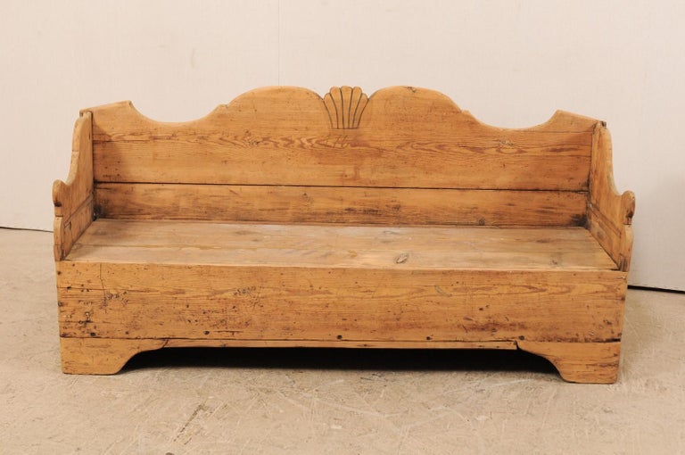 Swedish Period Gustavian Carved Wood Sofa Bench from the
