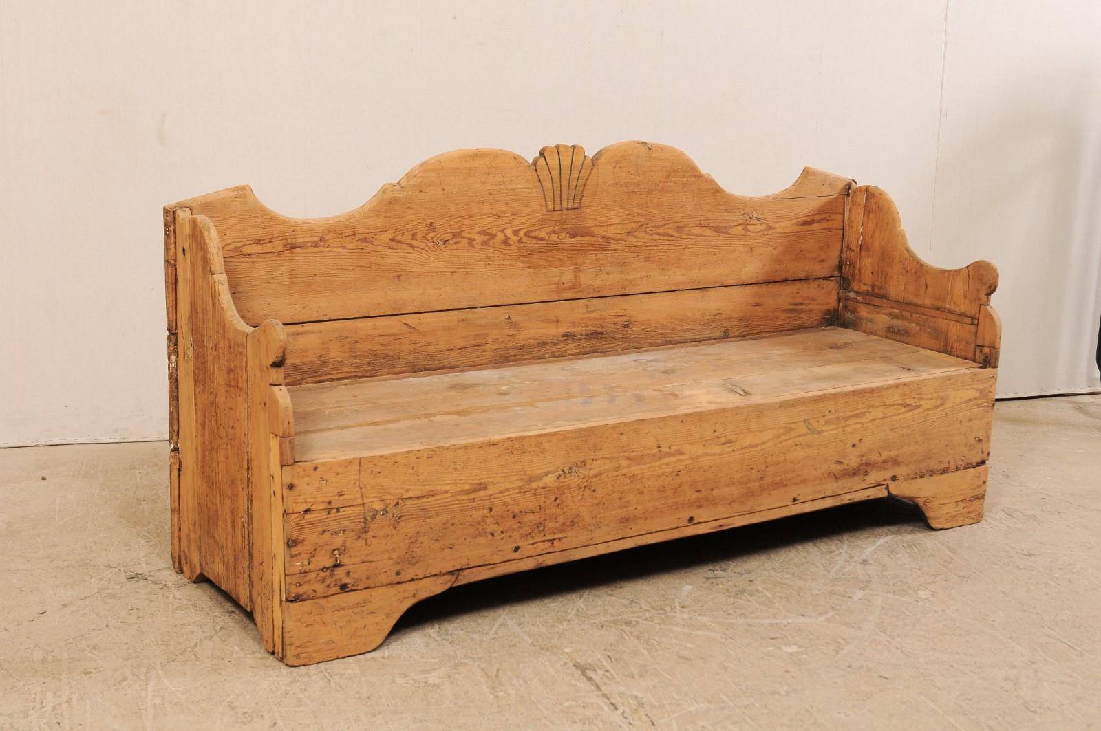 Swedish Period Gustavian Carved Wood Sofa Bench from the Early 19th Century 1