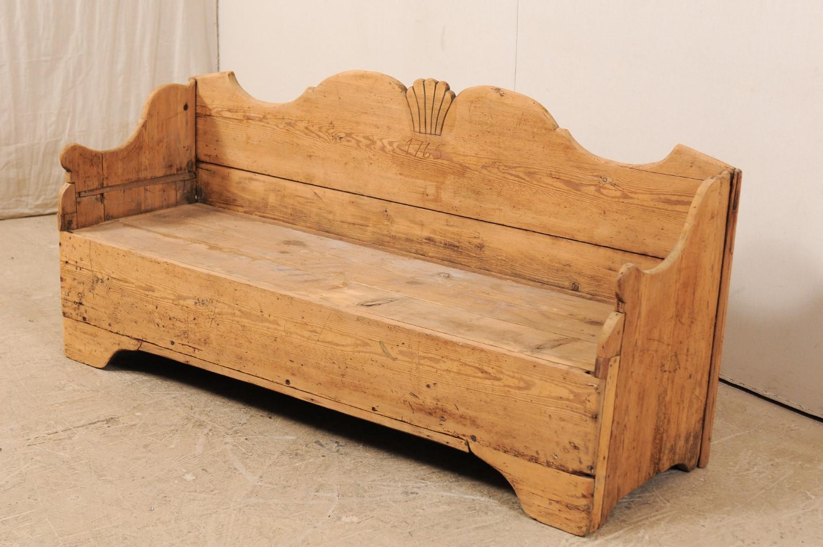 Swedish Period Gustavian Carved Wood Sofa Bench from the Early 19th Century 2