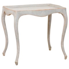 Swedish Period Gustavian Painted Wood Table in a Soft Blue/Gray Palette