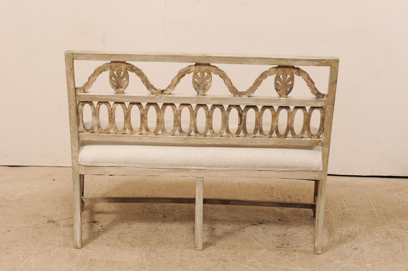 Swedish Period Late Gustavian Carved and Painted Wood Sofa Bench 6