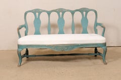 Swedish Period Rococo 3-Chair Back Painted Sofa Bench, Early 18th Century