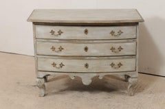 Swedish Period Rococo Bow-Front Painted Wood Chest, Mid-18th Century