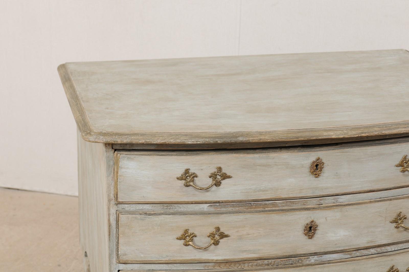 Swedish Period Rococo Bow-Front Painted Wood Chest, Mid-18th Century In Good Condition In Atlanta, GA