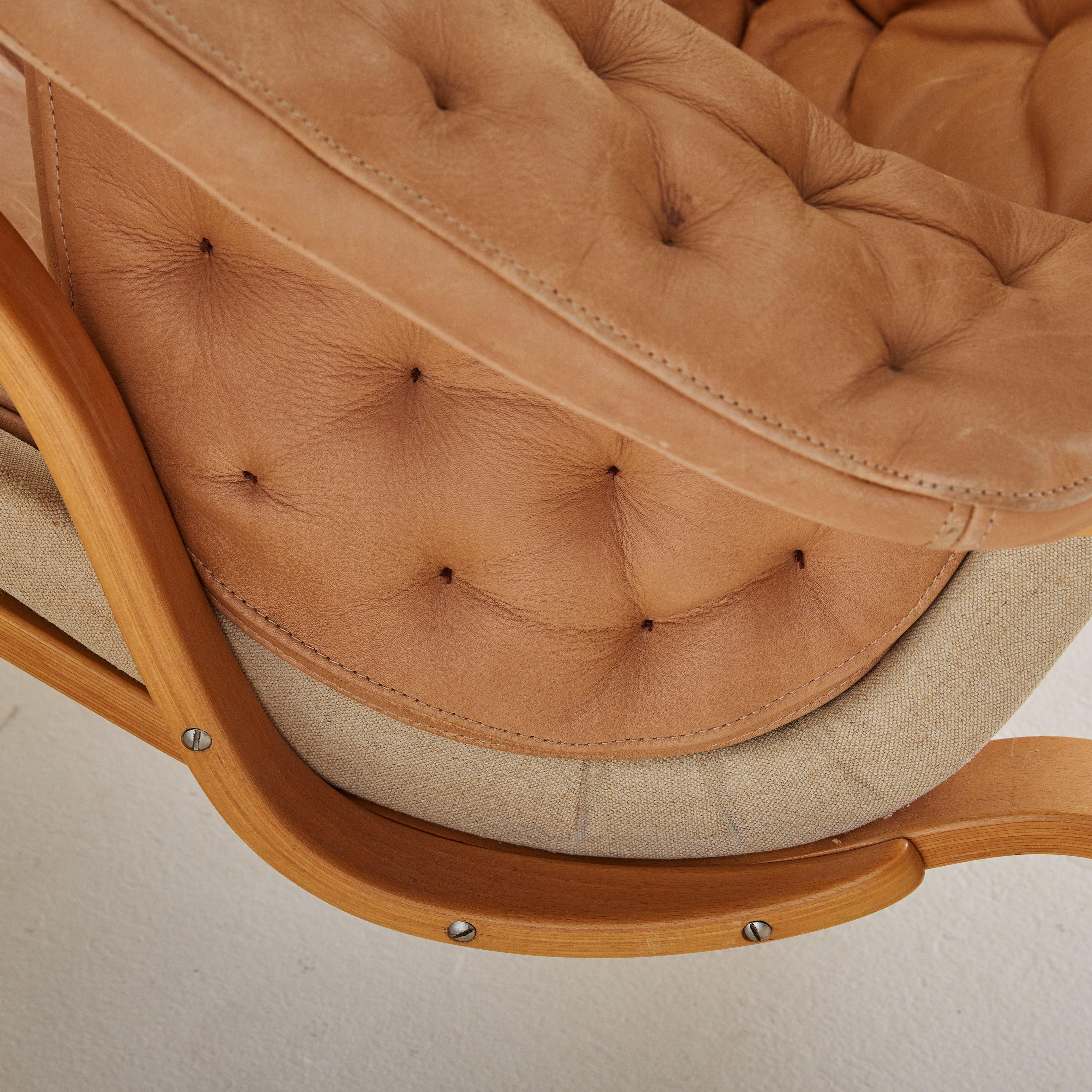 Poltrona svedese 'Pernilla' in pelle di castagno di Bruno Mathsson per DUX, anni '60 4