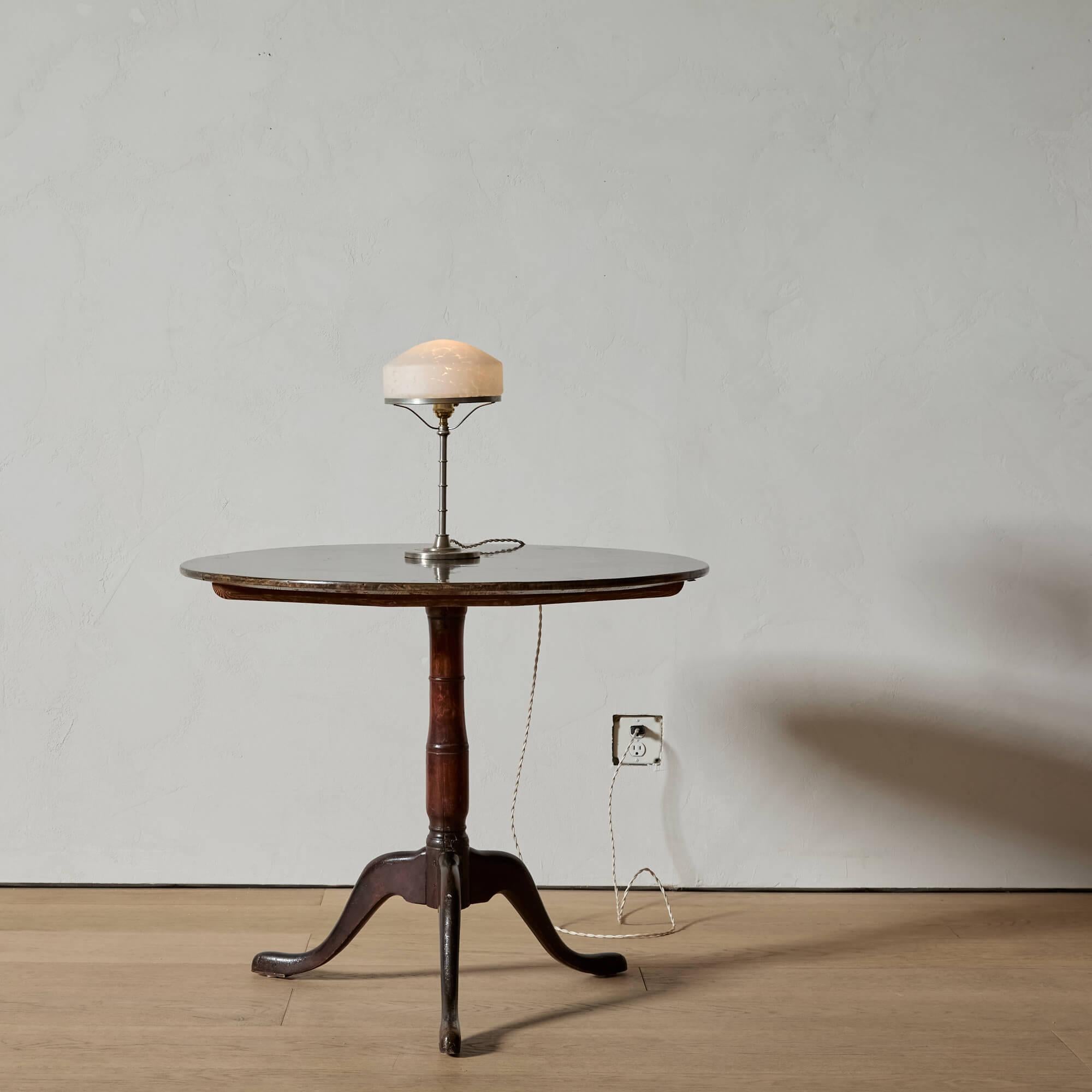 Scandinavian Modern Swedish Pewter and Glass Table Lamp For Sale