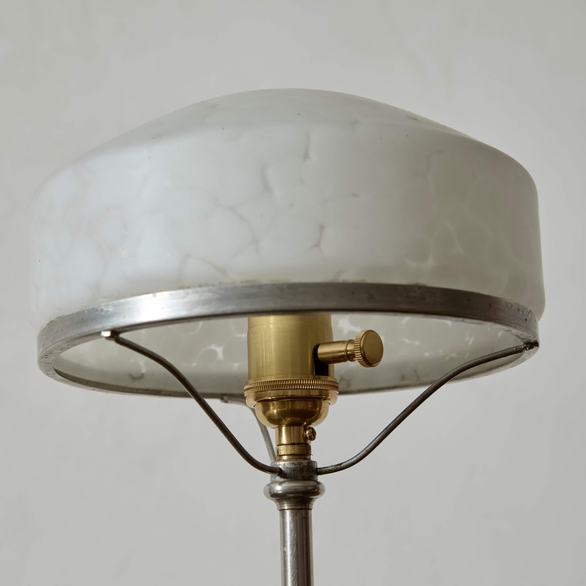 20th Century Swedish Pewter and Glass Table Lamp For Sale