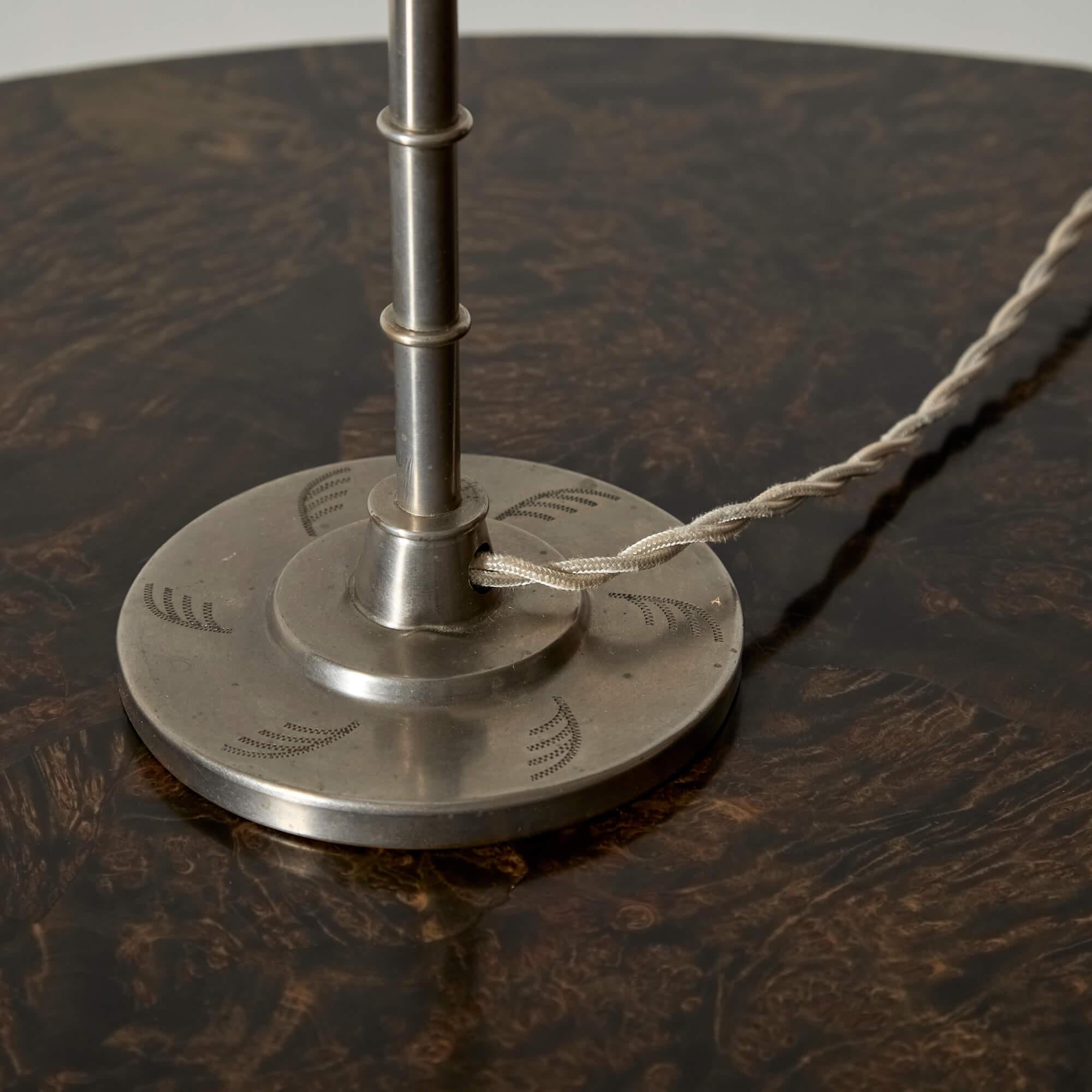 Swedish Pewter and Glass Table Lamp For Sale 1