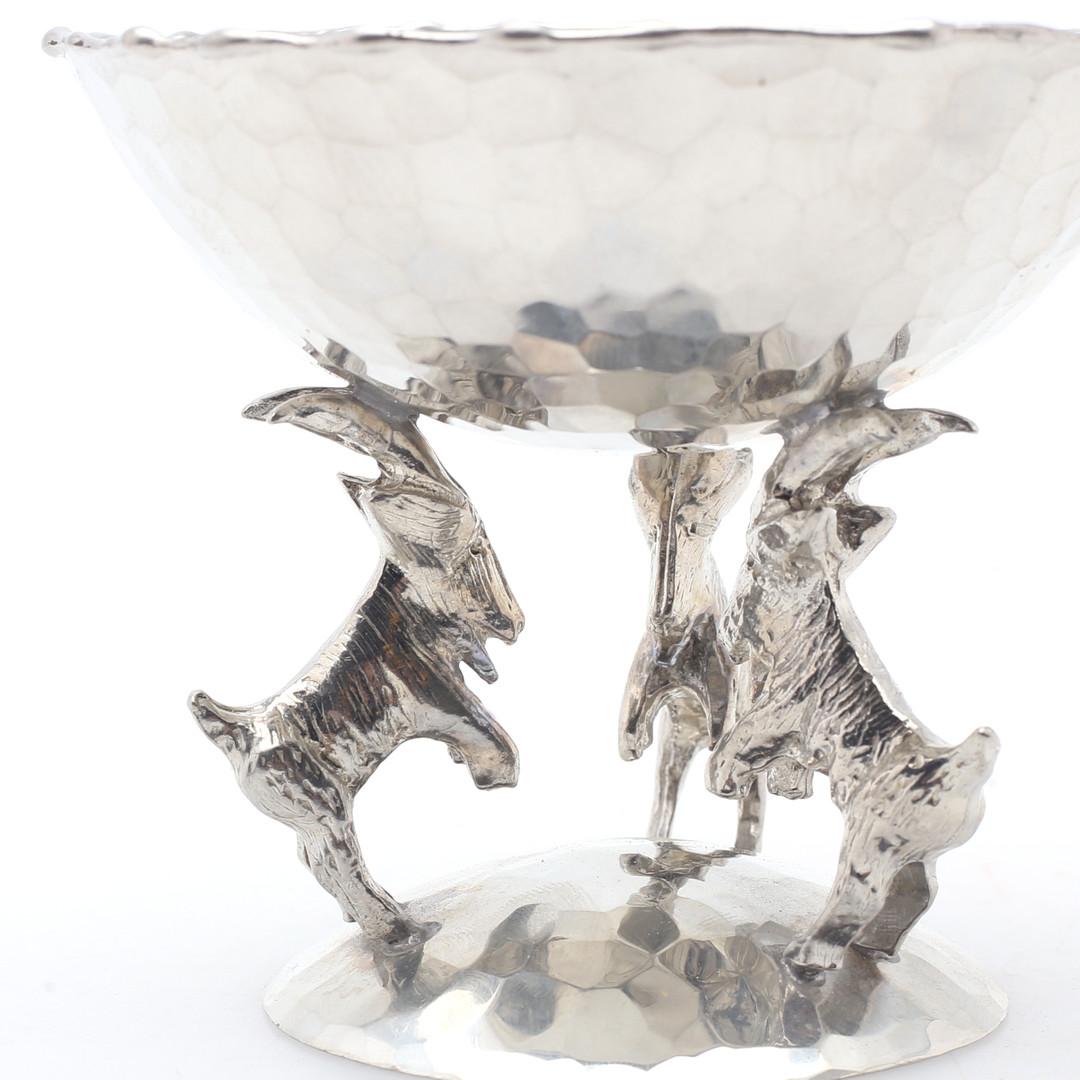 Pewter candlestick holder supported by goats. Made in Sweden, 2004. Perfect for the holidays!
  