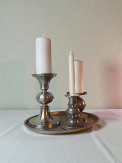 Swedish Pewter Candlestick Ensemble by Edvin Ollers for Schreuder & Olsson, 1938