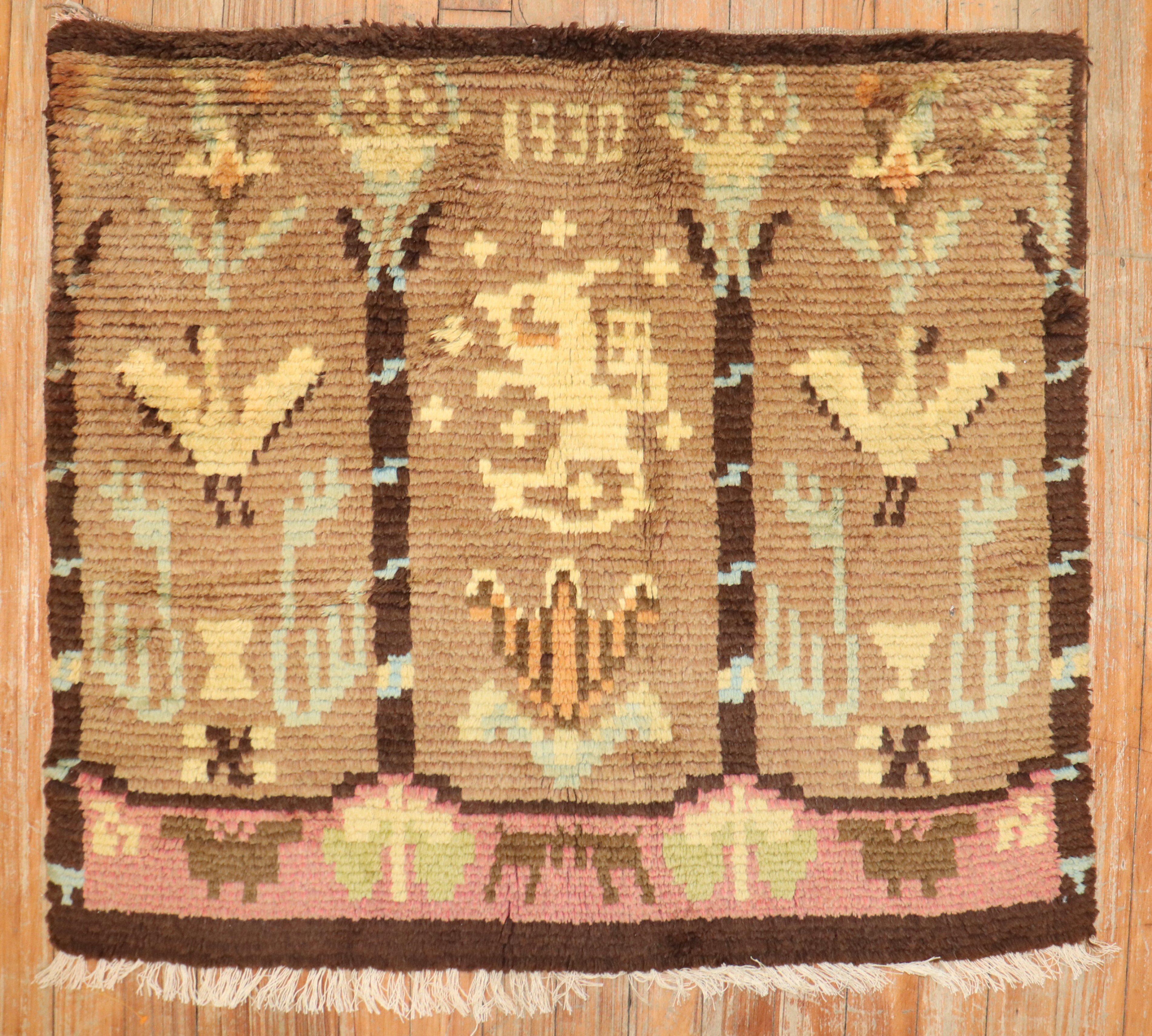 Small plush Swedish Rya rug from the 1930s

Measures: 2'4” x 2'9”

Swedish Rya rugs are extremely colorful, lovely and quite chic and each have their own character to them. They tend to have thicker shaggy piles which were meticulously hand