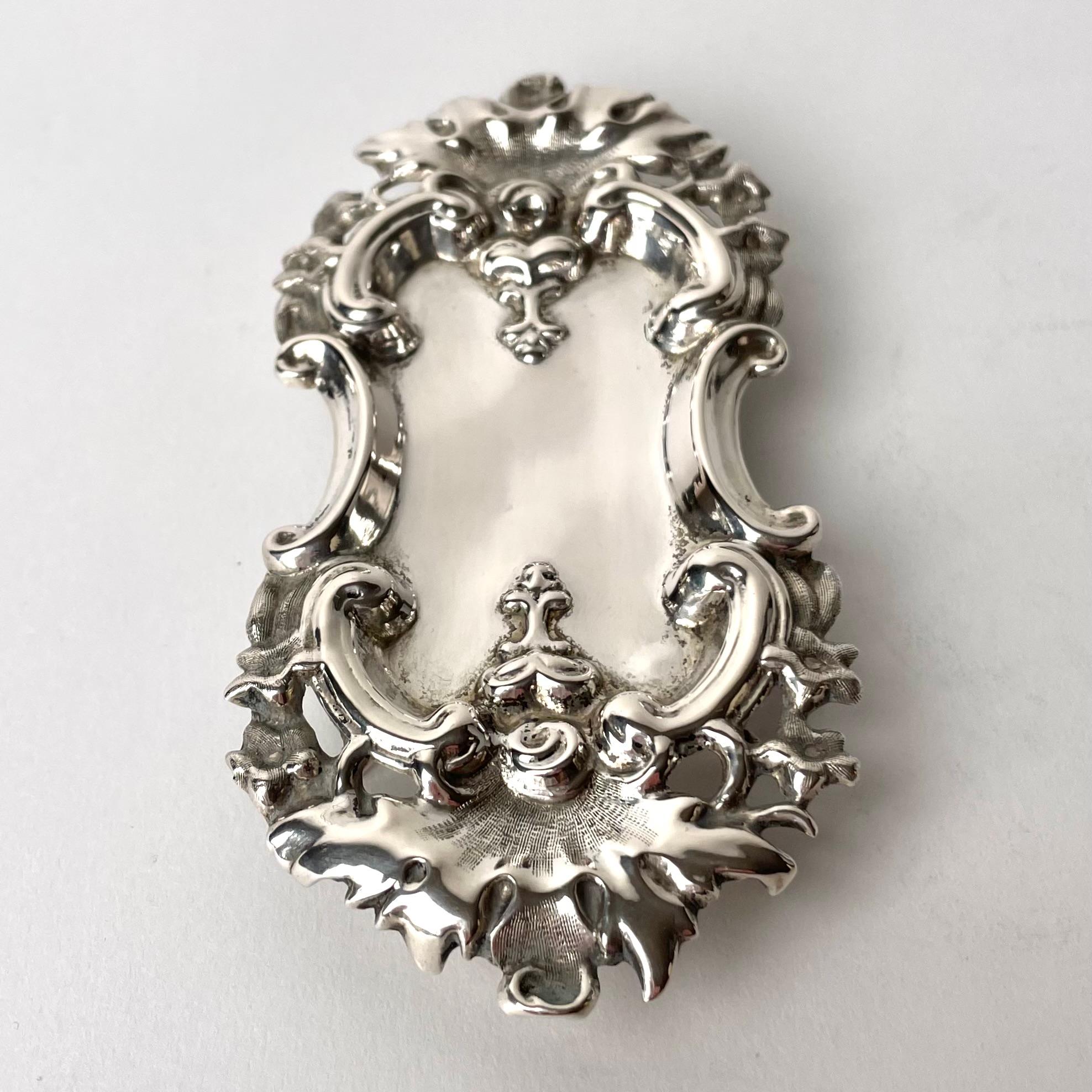 Mid-19th Century Swedish pin tray in silver dated 1865 in Rococo Revival For Sale