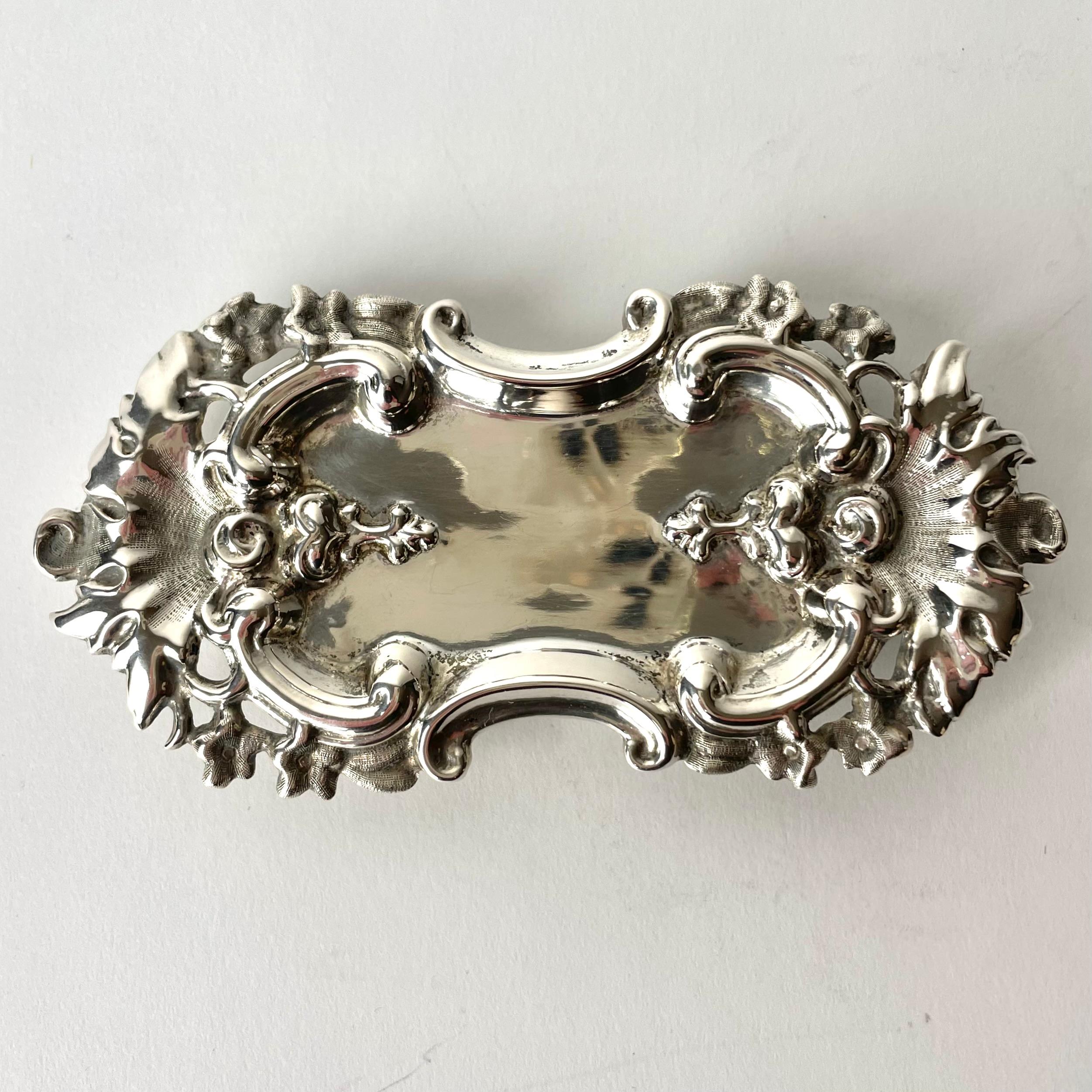 Silver Swedish pin tray in silver dated 1865 in Rococo Revival For Sale