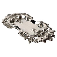 Antique Swedish pin tray in silver dated 1865 in Rococo Revival