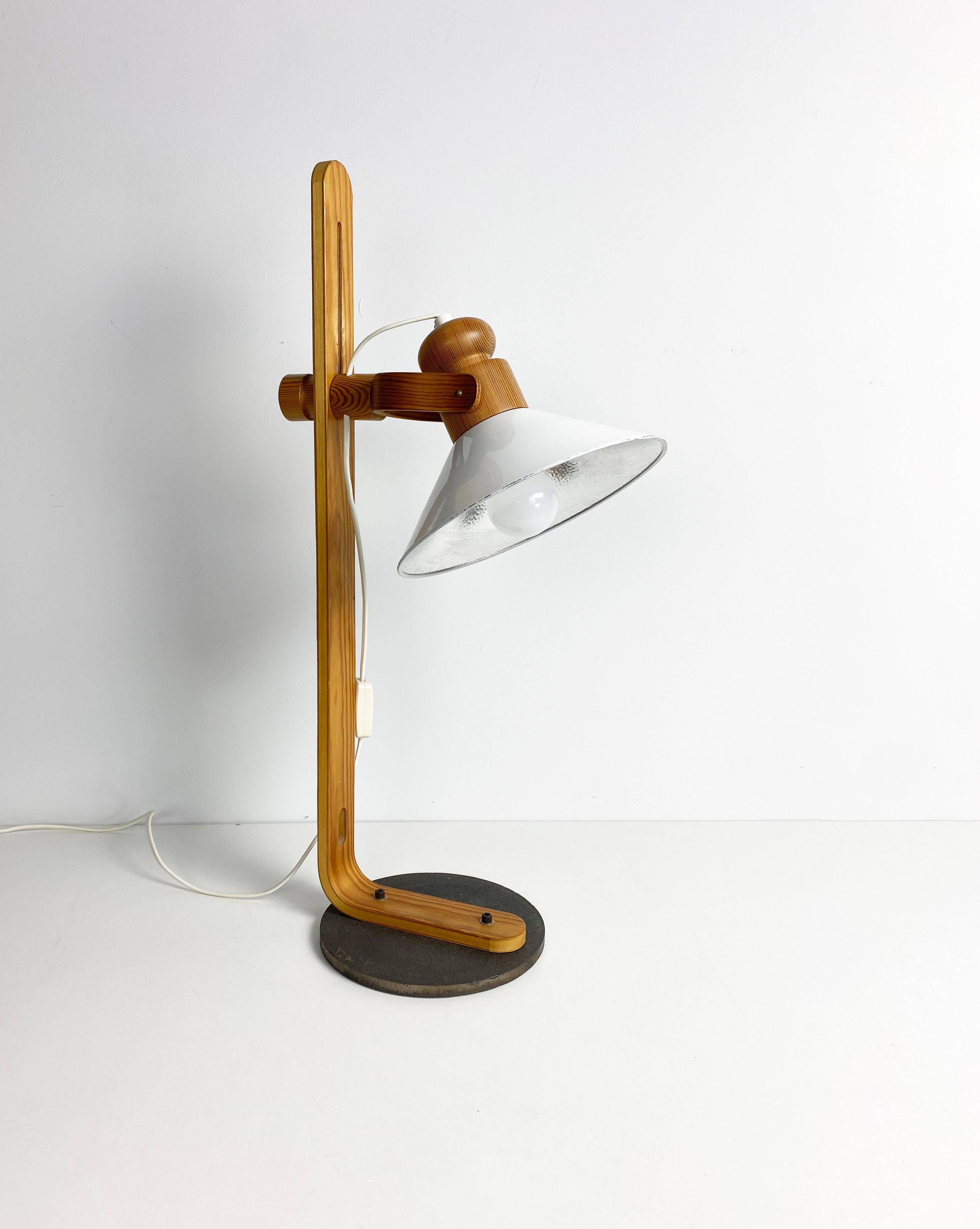Mid-Century Modern Swedish Pine and Iron Table Lamp, c.1970 For Sale